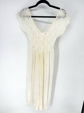 Cinema Exoile cream vintage whimsy fairy festival drop waist slip midi dress